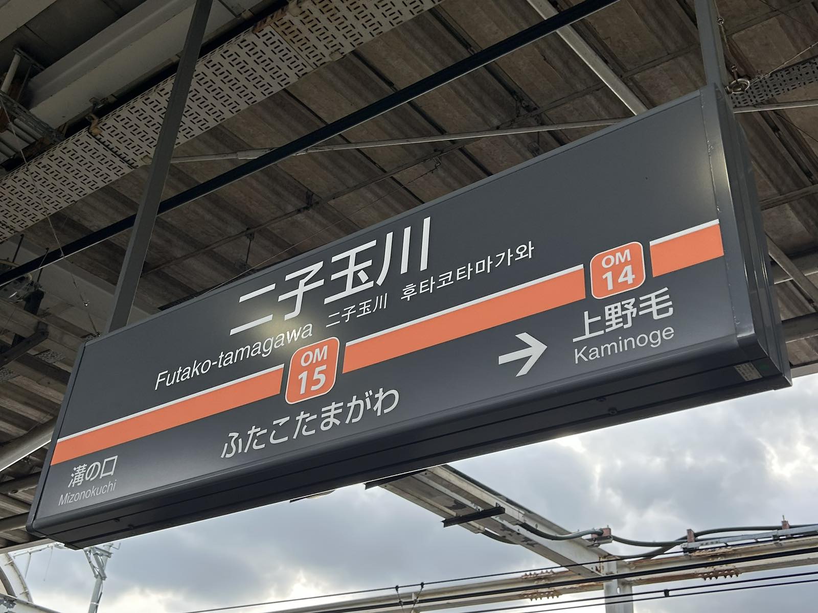 楽天モバイルの電波を実測した東急二子玉川駅（田園都市線・大井町線）の駅名標